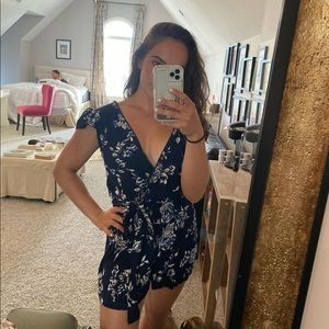blue floral romper/ playsuit